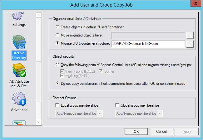 CopyRight2 Active Directory OU-Einstellungen in hoher Auflösung