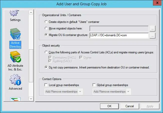 CopyRight2 Active Directory OU Settings in High Resolution