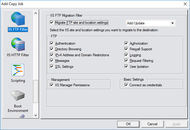 CopyRight2 FTP Server Migrationseinstellungen