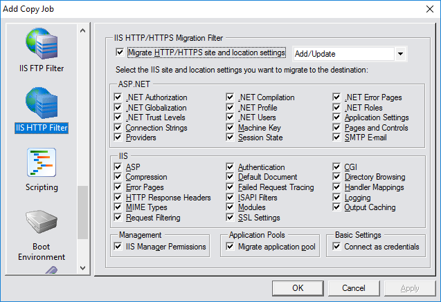 CopyRight2 HTTP(S) Server Migrationseinstellungen
