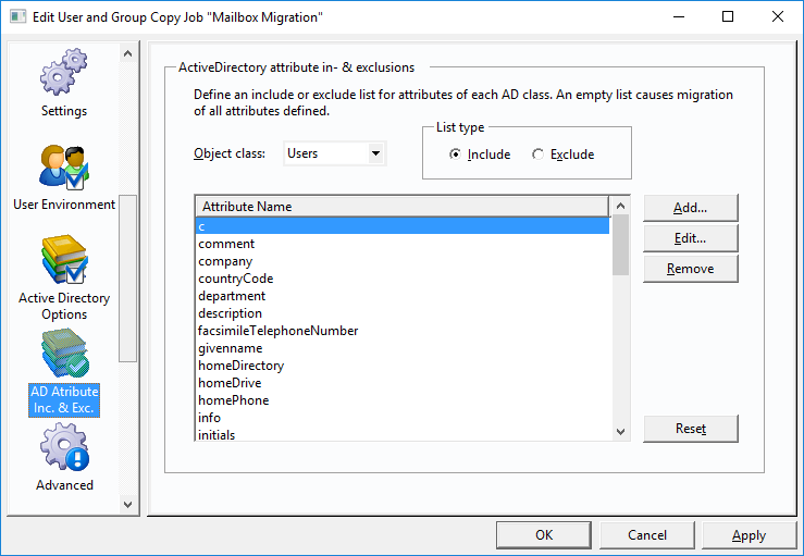 User and Group Migration / Active-Directory-Attribute