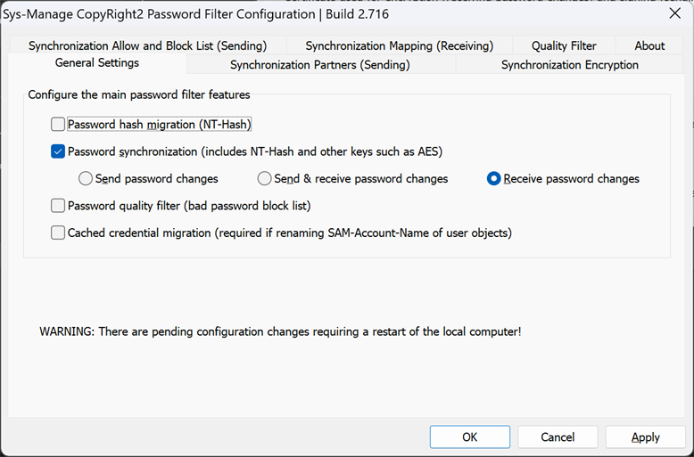 Password Filter Settings Target